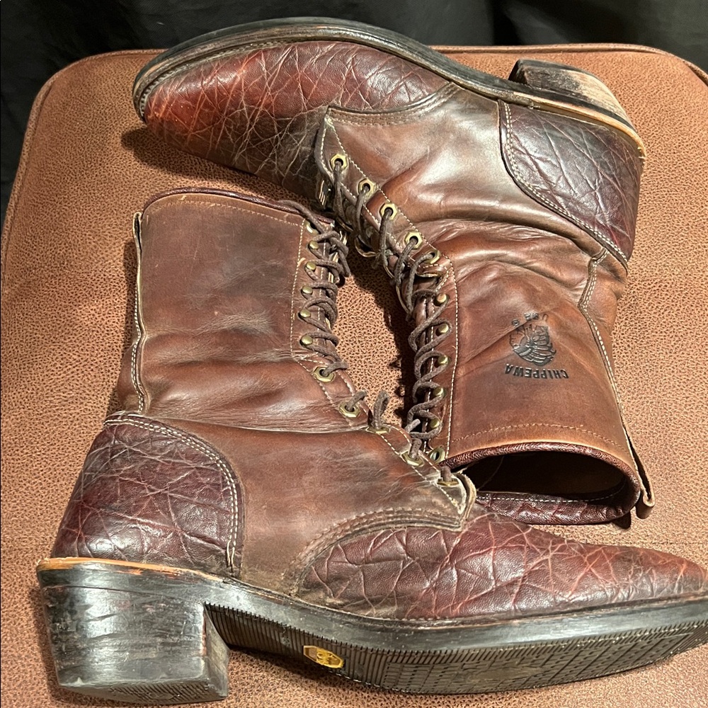 Chippewa Dark Brown Lace-Up Leather Work Boots - Picture 13 of 16